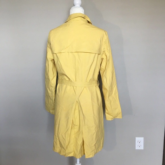 Paul Harris Design Small Yellow Rain Coat Midi Jacket Snap Front Collared Belted - Picture 3 of 12